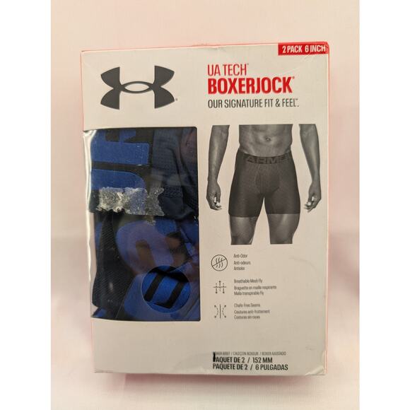 New Under Armour Men's UA Tech 6" Boxerjock - 2-Pack in Royal size 5XL - Picture 2 of 4